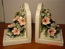 Meiselman Imports Capodimonte Style Porcelain Floral Bookends