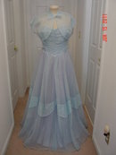 Vintage 50's Light Blue Full Length Strapless Prom Gown & Bolero Jacket