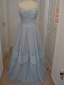 Vintage 50's Light Blue Full Length Strapless Prom Gown & Bolero Jacket
