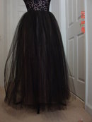 Vintage 50's Black Lace & Honeycomb Tulle on Pink Full Length Halter Top Prom Gown