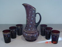 Antique Victorian Amethyst Glass Water or Lemonade Set