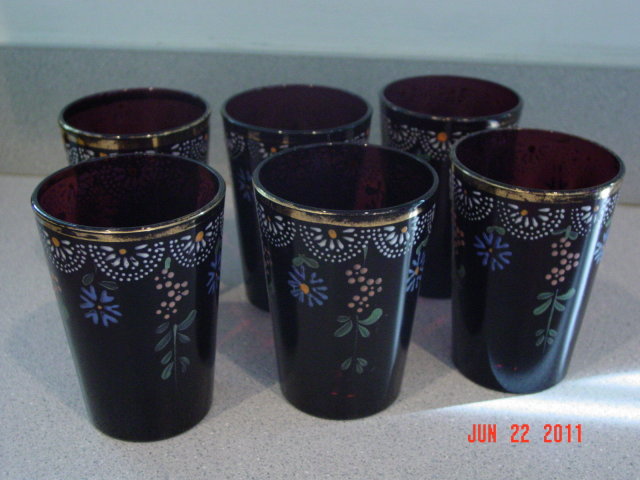 Antique Victorian Amethyst Glass Water or Lemonade Set