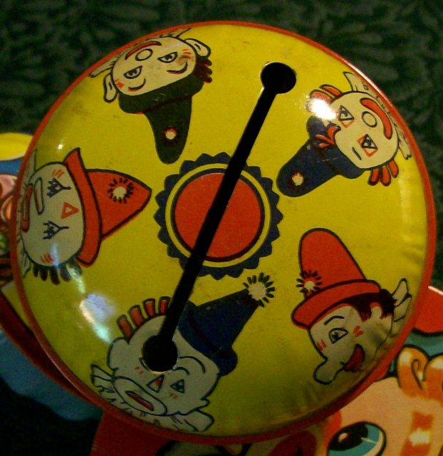 U.S. Metal Toy/Kirchoff Clown Tin Noise-Maker Set/3 Vintage 1930's-50's
