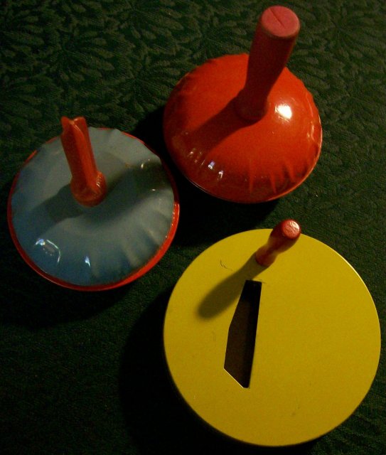U.S. Metal Toy/Kirchoff Clown Tin Noise-Maker Set/3 Vintage 1930's-50's