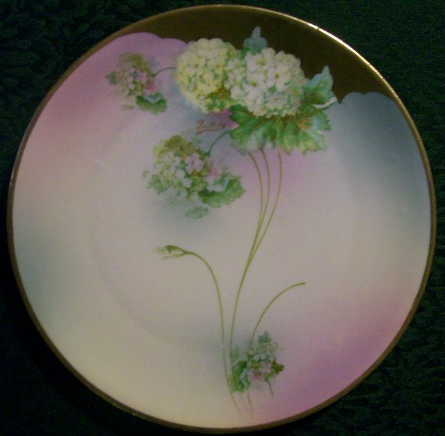 Moschendorf Bavarian Plate with Hydrangea Decoration