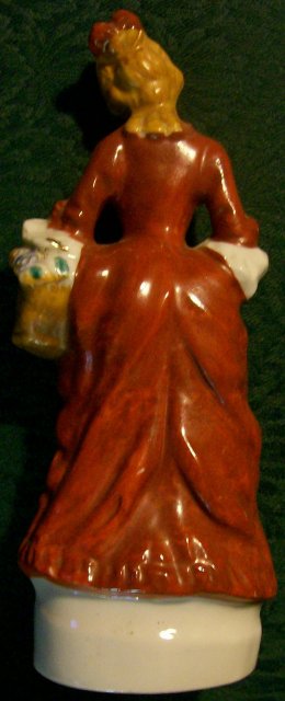 Colonial Lady with Basket Ceramic Figurine Japan 1930s-40s 8.25