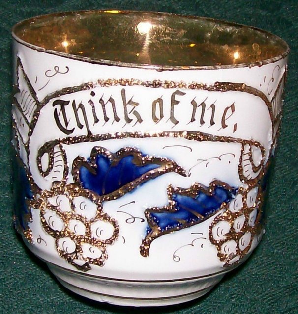 Gold Encrusted German Porcelain Mug Inscribed