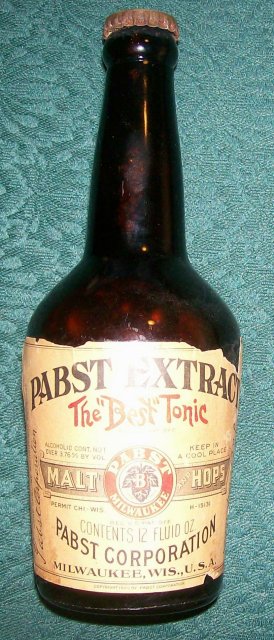 Pabst Extract Bottle with Full Contents: Prohibition Era