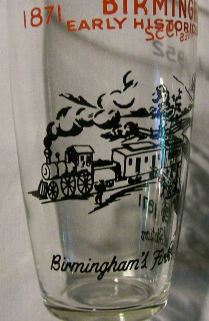 Birmingham Alabama Historic Railroad Glass Tumbler Pair Ca. 1952