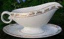 Hall / Poinciana China Golden Oak Ceramic Gravy Boat with Tray 1950's-60's Miami Fl