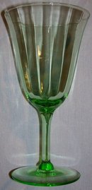 Tiffin Stemware #14196: Green Paneled Optic Water Goblet