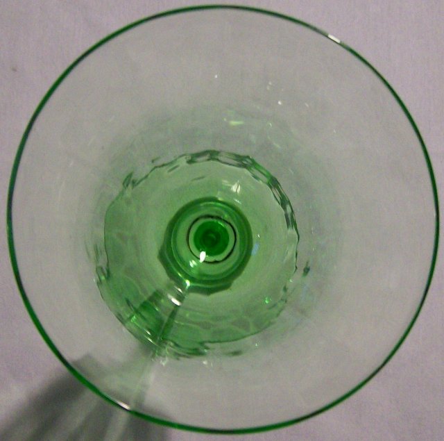 Tiffin Glass Stemware #14196 Green Paneled Optic Water Goblet 6.5
