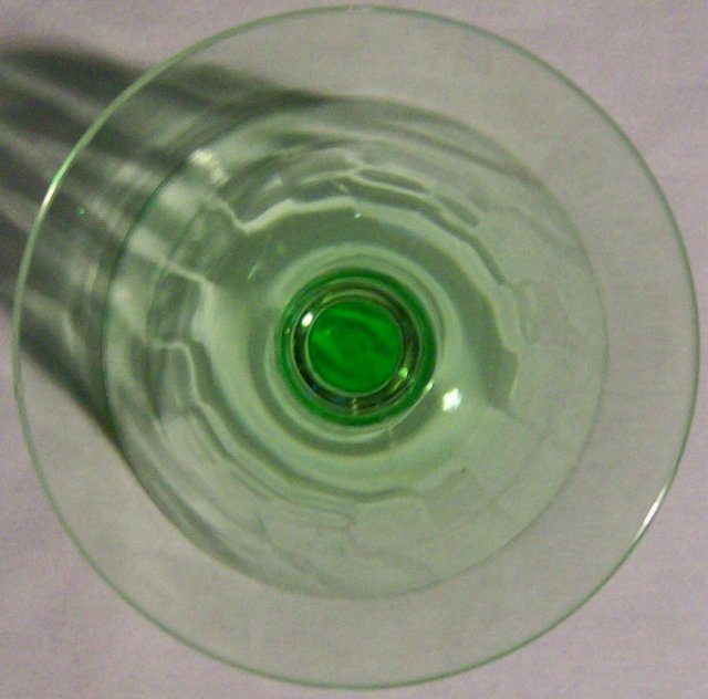 Tiffin Glass Stemware #14196 Green Paneled Optic Water Goblet 6.5