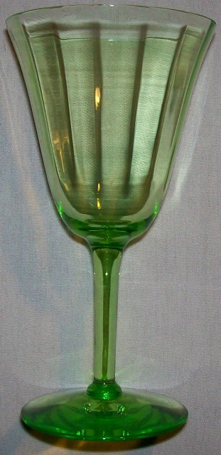 Tiffin Glass Stemware #14196 Green Paneled Optic Wine 6 3/8