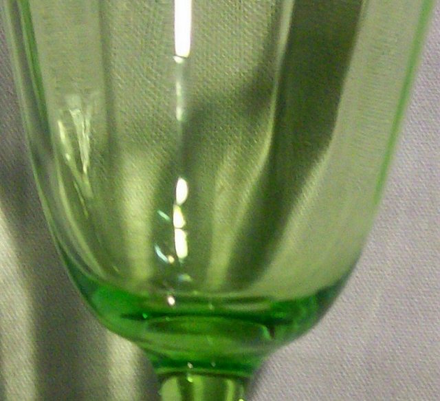 Tiffin Glass Stemware #14196 Green Paneled Optic Wine 6 3/8