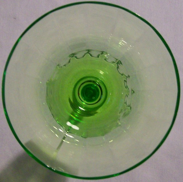 Tiffin Glass Stemware #14196 Green Paneled Optic Wine 6 3/8
