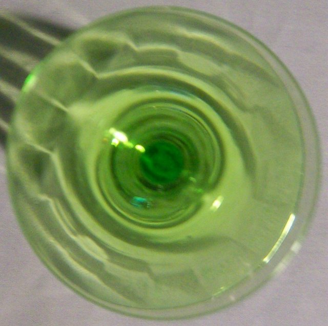 Tiffin Glass Stemware #14196 Green Paneled Optic Wine 6 3/8