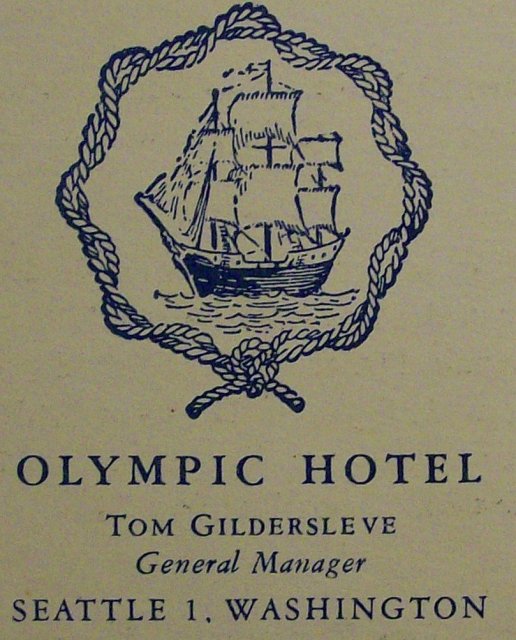 Olympic Hotel Restaurant Menu Georgian Room 1949 Seattle