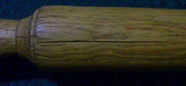 Hand-turned Oak Rolling Pin: 1800's