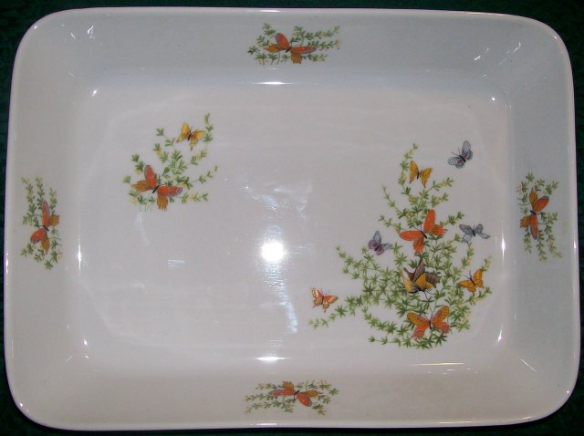 Shafford Ecstasy Ceramic Rectangular Baker 1980's Butterflies