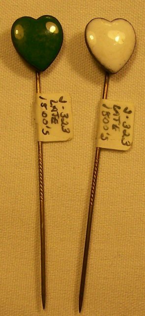 Late 1800's Scarf Pin Pair: Enameled Hearts
