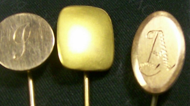 Victorian Gold-Filled Scarf Pin Set of Five with Monograms