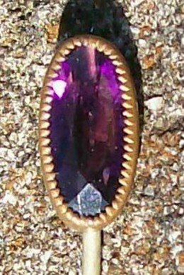 Victorian Gold-Filled Scarf/Stick Pin w/Faux Amethyst 1800's