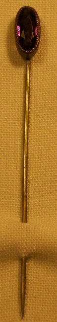 Victorian Gold-Filled Scarf/Stick Pin w/Faux Amethyst 1800's