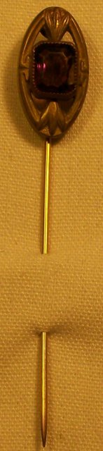Edwardian Gold-Filled Scarf/Stick Pin with Faux Amethyst Ca. 1900