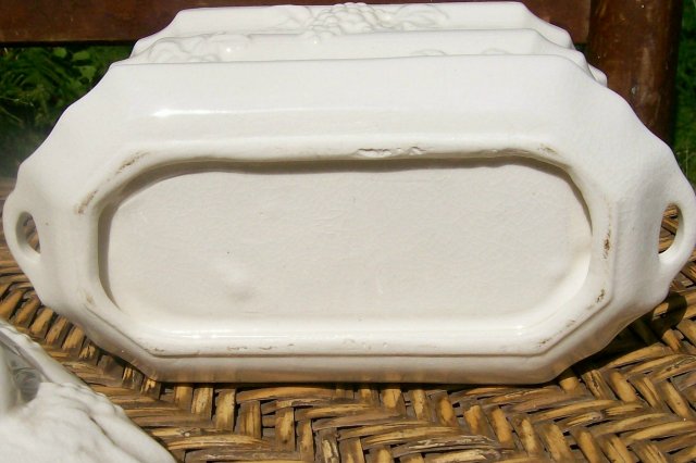 Ceramic Sauce Tureen with Embossed Grapes White Ware 7