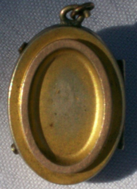 Etruscan Revival Locket Ca. 1870 Gold-Filled Red Stones