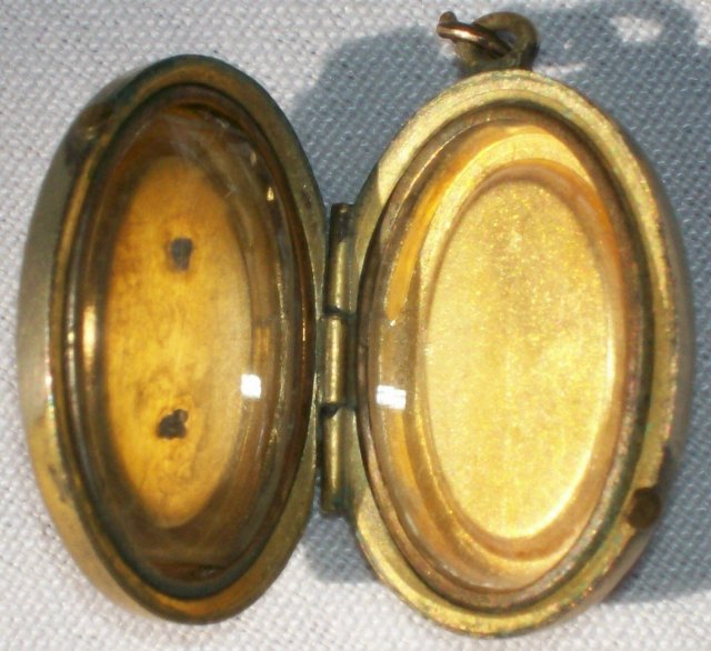 Etruscan Revival Locket Ca. 1870 Gold-Filled Red Stones