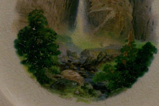 Rainbow Falls/ Yosemite Valley Souvenir Ceramic Plate Wellsville 8.25