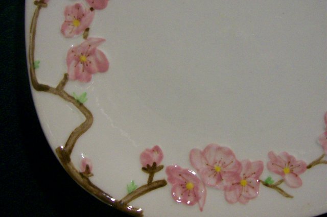 Metlox Poppytrail Peach Blossom Ceramic Plate Pair Ca. 1952 7.75