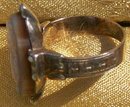 1870's Full Figure Cameo Ring Banded Agate Gold & Pearls Size 3/4
