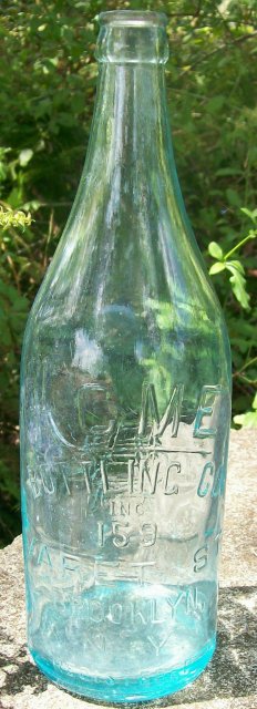 Acme Advertising Glass Bottle Brooklyn NY Early 1900s Aqua Embossed 27 Oz 11
