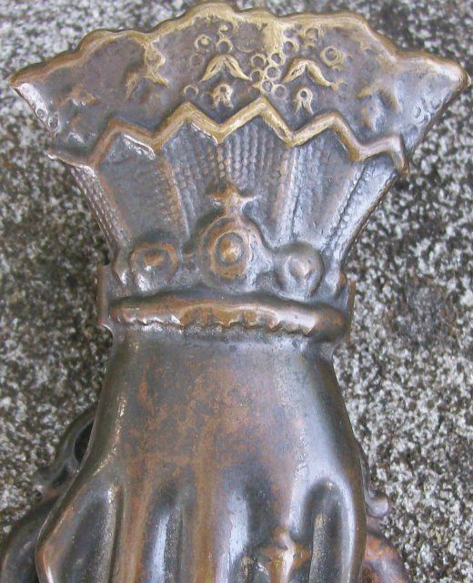 Antique Victorian Brass Human Hand Paper Clip Late 1800's Desk Accessory 5.25