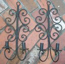 Wrought Iron Candle Sconce Pair Black Scroll 21