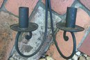 Wrought Iron Candle Sconce Pair Black Scroll 21