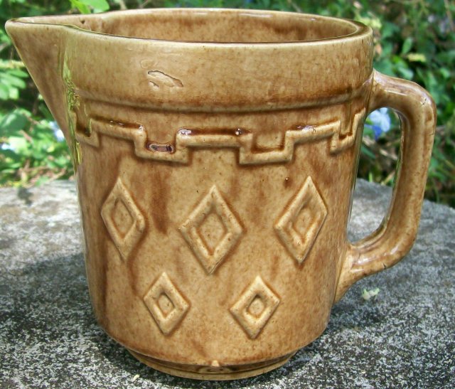 Monmouth/Western Stoneware Pitcher Navajo Indian Diamond Brown 5