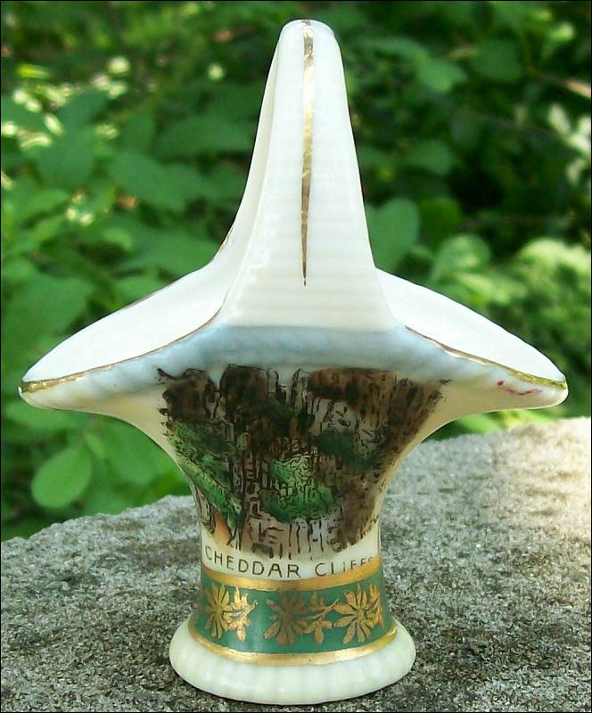 Cheddar Cliffs England Souvenir Ceramic Mini Basket Early 1900's