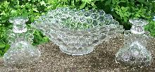 Westmoreland Glass Thousand Eye 3-Piece Console Set #1000 Clear 1934-56