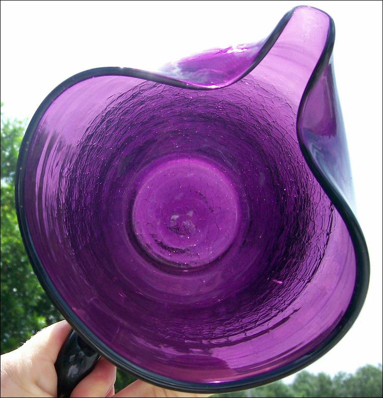 Crackle Glass Pitcher in Deep Amethyst