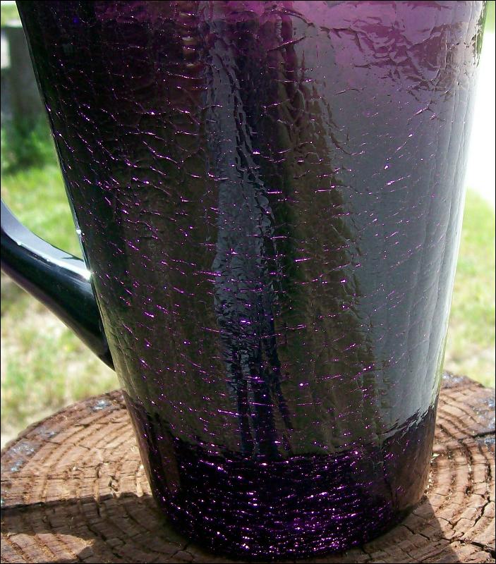 Crackle Glass Pitcher in Deep Amethyst