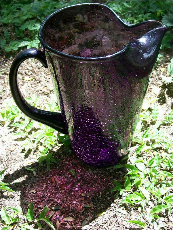 Crackle Glass Pitcher in Deep Amethyst