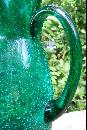 Crackle Glass Pitcher in Teal Green 1950's-60's 12
