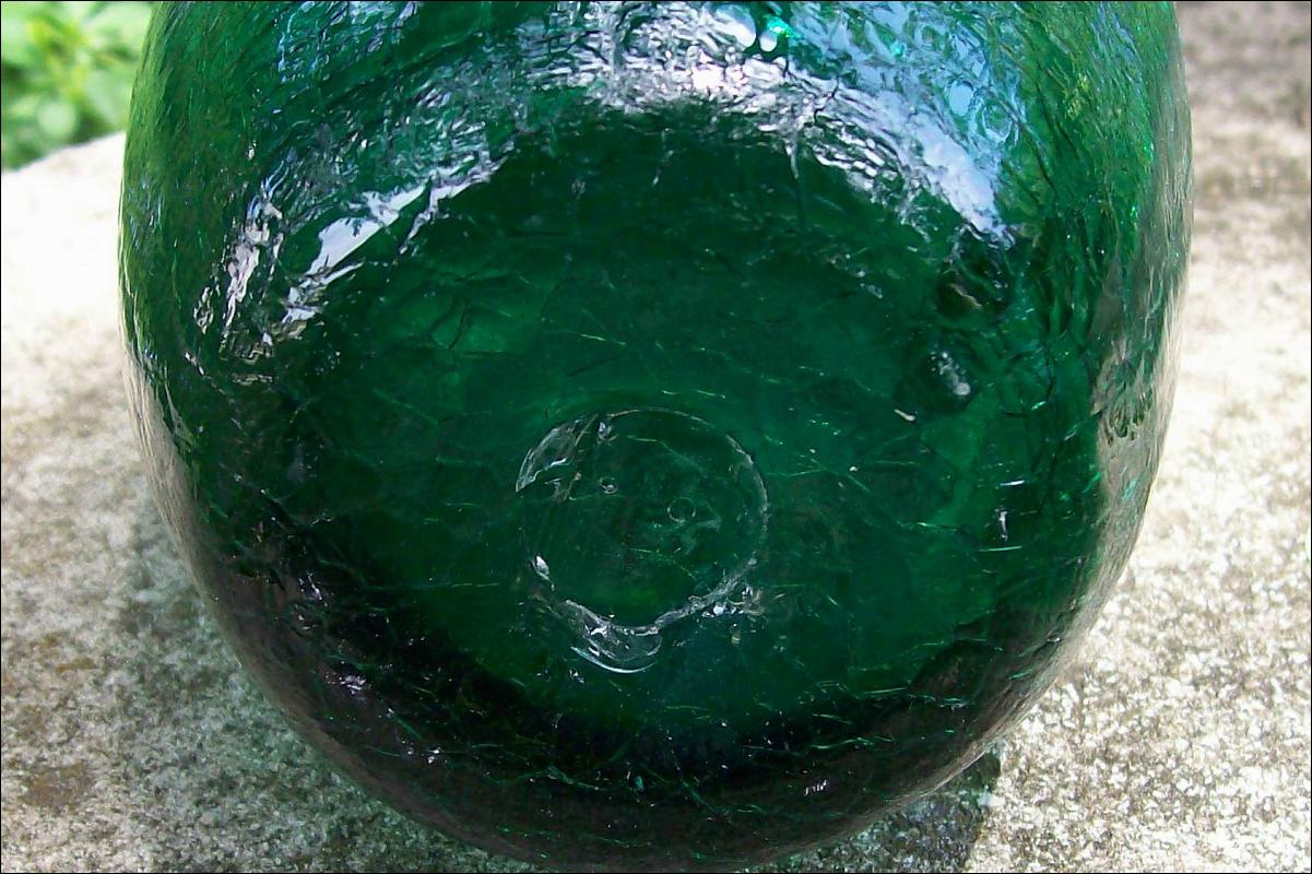 Crackle Glass Pitcher in Teal Green 1950's-60's 12