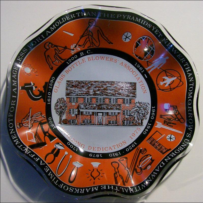 Glass Bottle Blowers Association Commemorative Dish 1975 7.5
