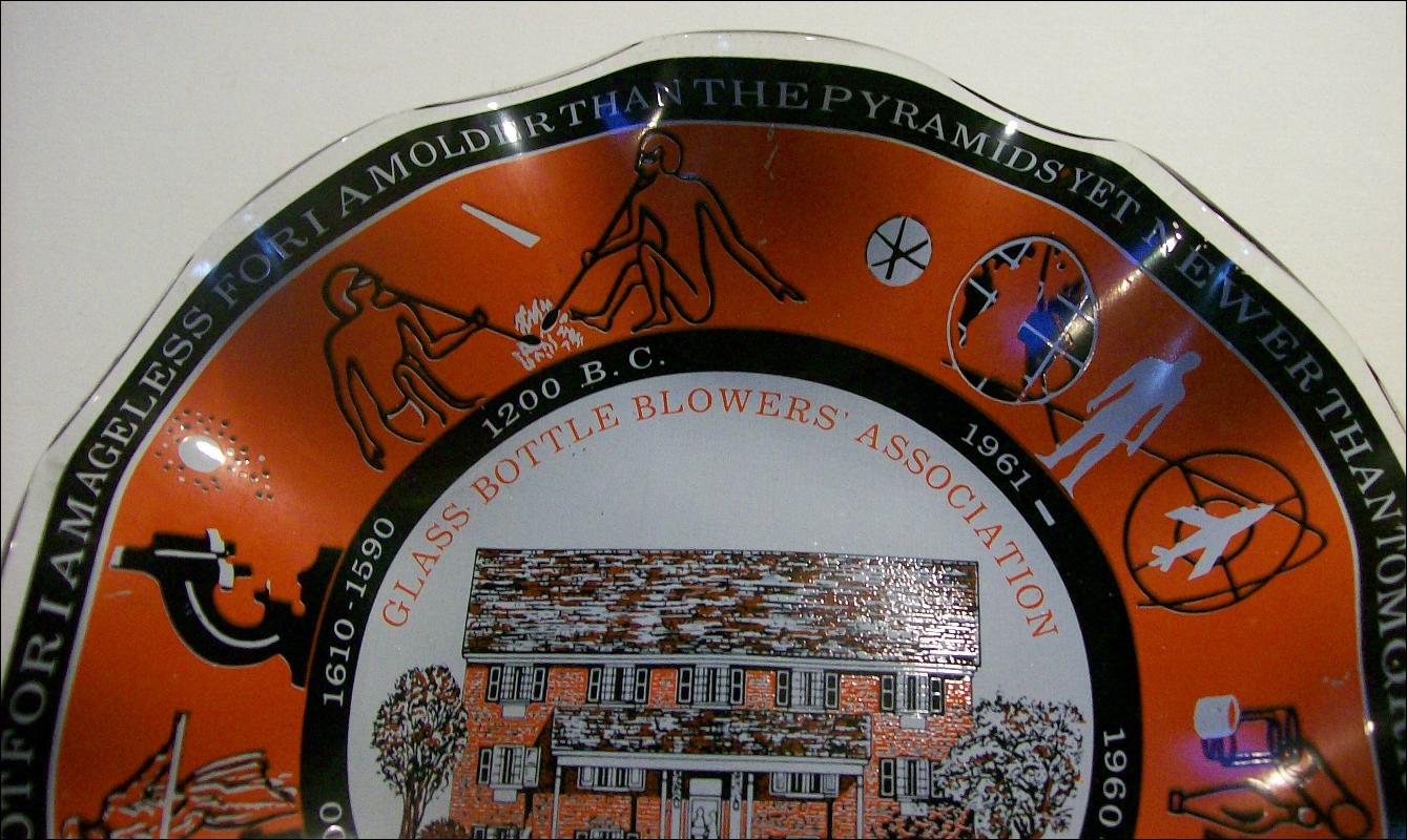 Glass Bottle Blowers Association Commemorative Dish 1975 7.5