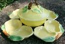 Belmar of California Ceramic Five Piece Serving Set: Figural Fruit Yellow & Green